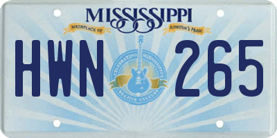MS license plate HWN265