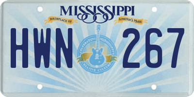 MS license plate HWN267