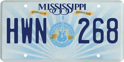 MS license plate HWN268