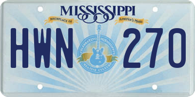 MS license plate HWN270