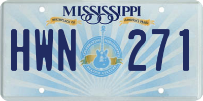 MS license plate HWN271