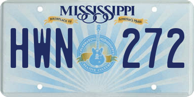 MS license plate HWN272