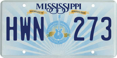 MS license plate HWN273