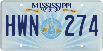 MS license plate HWN274