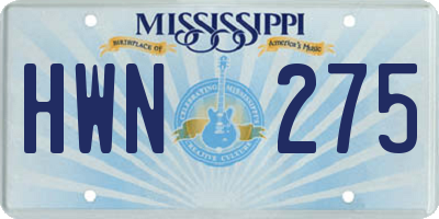 MS license plate HWN275