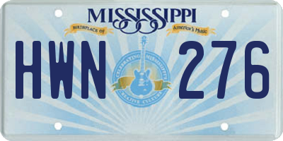 MS license plate HWN276