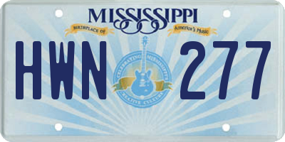 MS license plate HWN277