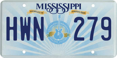 MS license plate HWN279