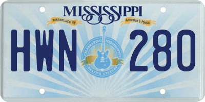 MS license plate HWN280