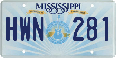 MS license plate HWN281