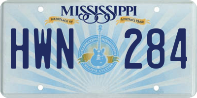 MS license plate HWN284