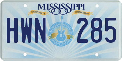 MS license plate HWN285