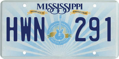 MS license plate HWN291