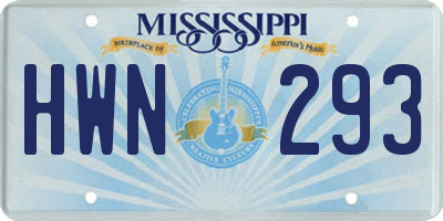 MS license plate HWN293