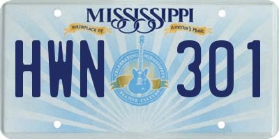 MS license plate HWN301