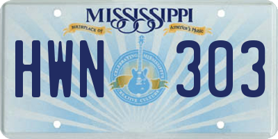 MS license plate HWN303