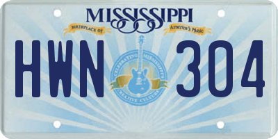 MS license plate HWN304