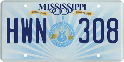 MS license plate HWN308