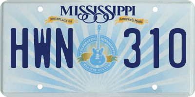 MS license plate HWN310
