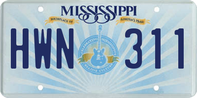 MS license plate HWN311