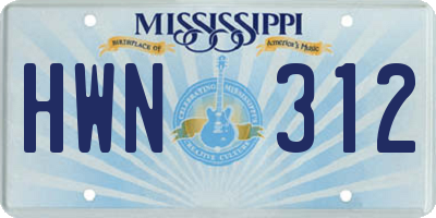 MS license plate HWN312