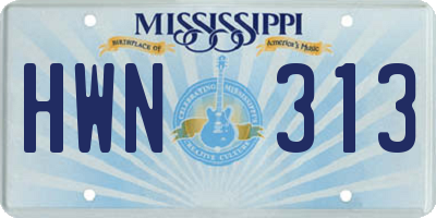 MS license plate HWN313