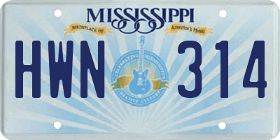 MS license plate HWN314
