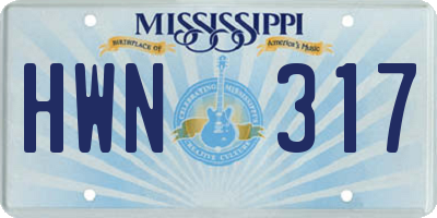 MS license plate HWN317