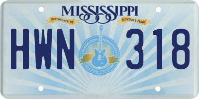 MS license plate HWN318