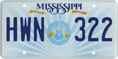 MS license plate HWN322