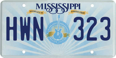 MS license plate HWN323