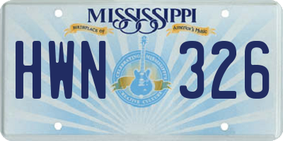 MS license plate HWN326