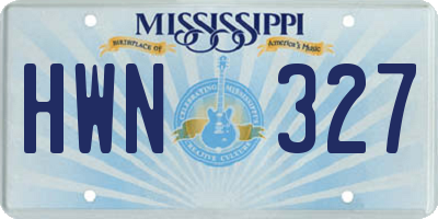 MS license plate HWN327