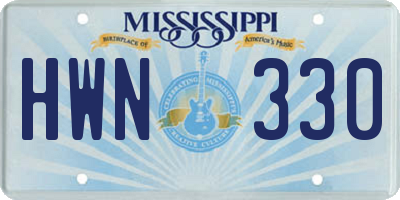 MS license plate HWN330