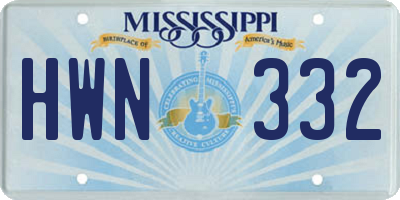 MS license plate HWN332