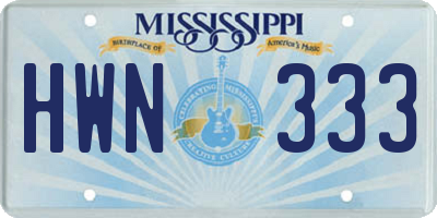 MS license plate HWN333