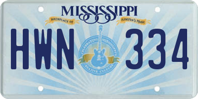 MS license plate HWN334