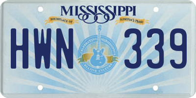 MS license plate HWN339