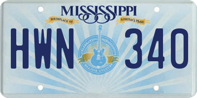 MS license plate HWN340