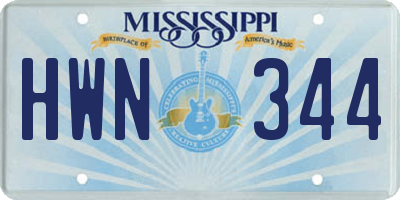 MS license plate HWN344