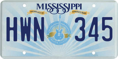 MS license plate HWN345