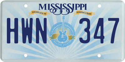 MS license plate HWN347