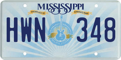 MS license plate HWN348