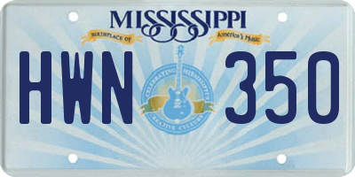 MS license plate HWN350