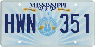 MS license plate HWN351