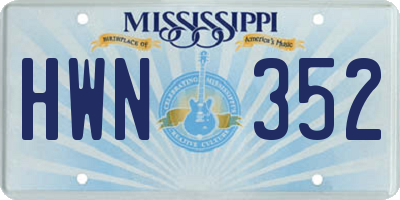 MS license plate HWN352