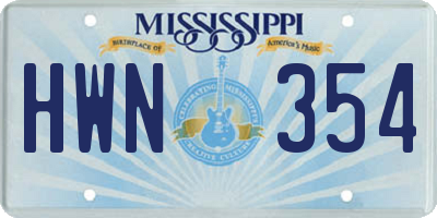 MS license plate HWN354