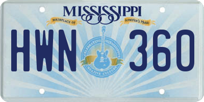 MS license plate HWN360