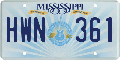 MS license plate HWN361