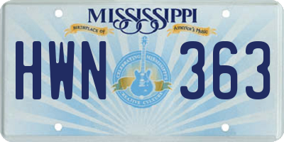 MS license plate HWN363